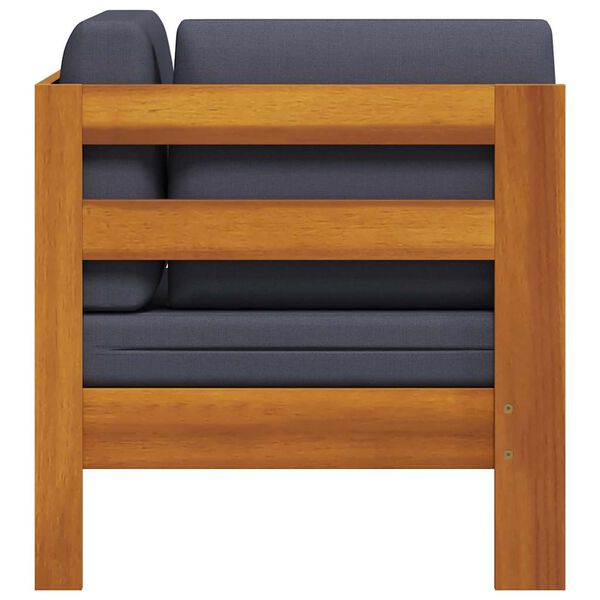 vidaXL Divano Angolare con Cuscini Grigio Scuro in Massello di Acacia