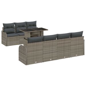 vidaXL Set Divano da Giardino 8 pcs Grigio Rattan in Polipropilene