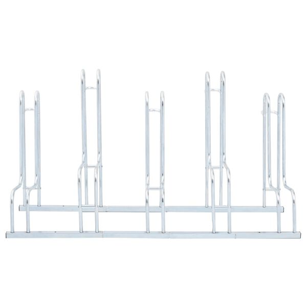 vidaXL Supporto per 5 Bici da Pavimento Autoportante Acciaio Zincato