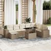 vidaXL Set Divano da Giardino 9 pz con Cuscini Beige in Polyrattan