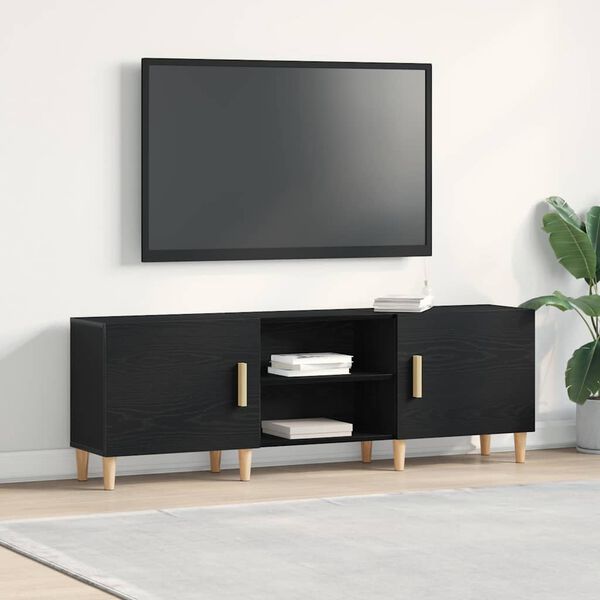 vidaXL Mobile TV Rovere Nero 150 x 30 x 50 cm Legno multistrato