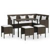 vidaXL Set Divano a L con Cuscini 5 pz Marrone in Polyrattan