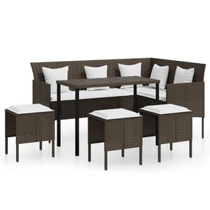 vidaXL Set Divano a L con Cuscini 5 pz Marrone in Polyrattan