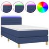vidaXL Letto a Molle con Materasso e LED Blu 90x190 cm in Tessuto