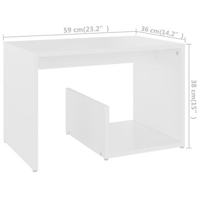 vidaXL Tavolino Bianco 59x36x38 cm in Legno Multistrato
