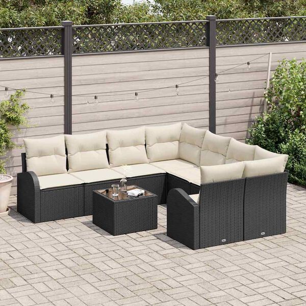 vidaXL Set Divano da Giardino Nero 55 x 55 x 37 cm polyrattan