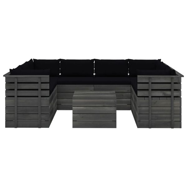 vidaXL Set Divani da Giardino su Pallet 9 pz con Cuscini Massello Pino