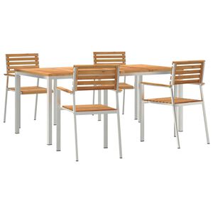 vidaXL Setdapranzodagiardino 5 pcs Marrone Teak solido