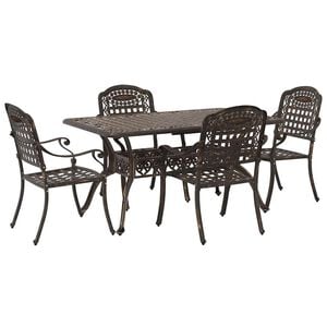 vidaXL Set da Pranzo per Giardino 5 pcs Bronzo Alluminio