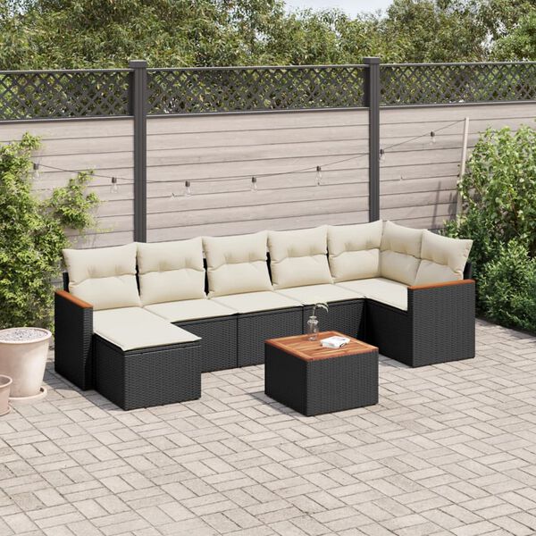 vidaXL Set Divani da Giardino con Cuscini 8 pz Nero in Polyrattan