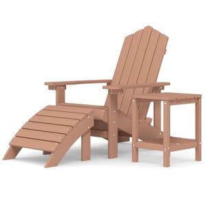vidaXL Sedia Giardino con Poggiapiedi e Tavolo Adirondack HDPE Marrone