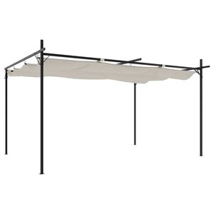 vidaXL Pergola con Tetto Retrattile Crema 395x292x230 cm