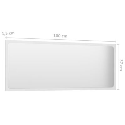 vidaXL Specchio da Bagno Bianco Lucido 100x1,5x37 cm Legno Multistrato