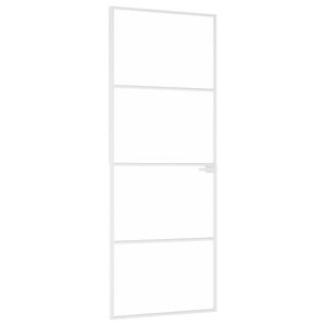 vidaXL Porta Interna Bianca 76x201,5 cm Vetro Temperato Alluminio Slim