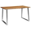 vidaXL Tavolo da Pranzo 140x80x75cm Massello Acacia e Acciaio Inox