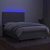 vidaXL Letto a Molle Materasso e LED Grigio Chiaro 140x200 cm Tessuto