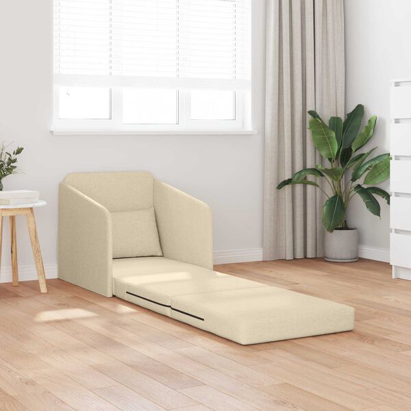 vidaXL Divano letto 60cm Crema Tessuto