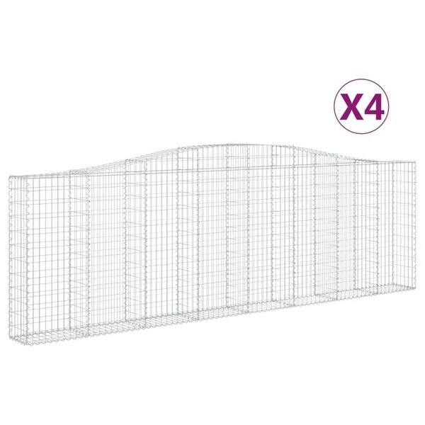 vidaXL Cesti Gabbioni ad Arco 4 pz 400x30x120/140 cm Ferro Zincato