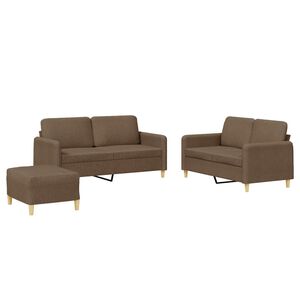 vidaXL Set di Divani 3 pz con Cuscini Marrone in Tessuto