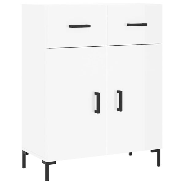 vidaXL Credenza 69,5x34x90 cm in Legno Multistrato Bianco Lucido