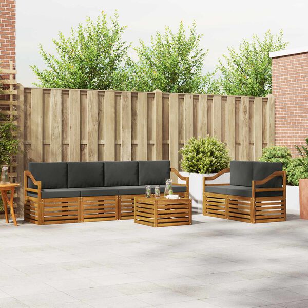 vidaXL Set di divani da esterno con cuscino 7 pcs Naturale e Antracite