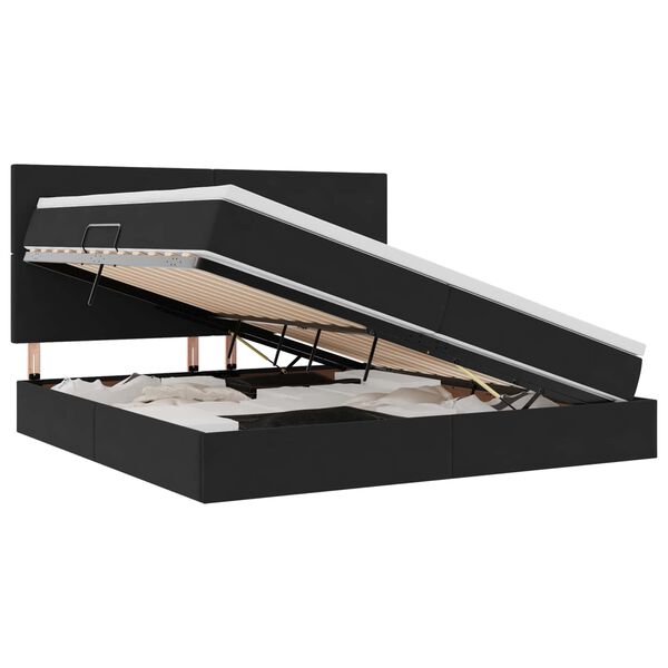 vidaXL Letto con contenitore e materasso Nero 200 x 200 cm Velluto