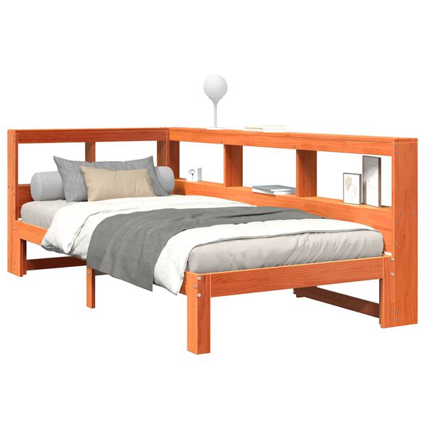 vidaXL Letto Libreria senza Materasso Marrone Cera 90x200 cm in Pino