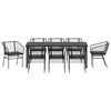 vidaXL Set da Pranzo per Giardino 9 pcs Nero polyrattan