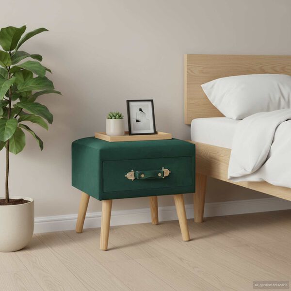 vidaXL Comodino Verde 40x35x40 cm in Velluto