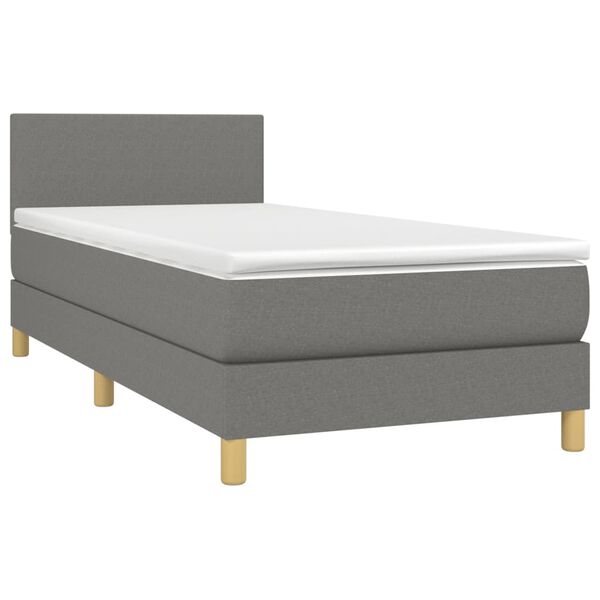 vidaXL Letto a Molle Materasso e LED Grigio Scuro 80x200 cm in Tessuto