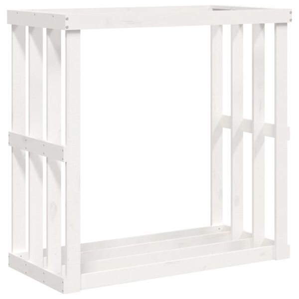 vidaXL Portaceppi da Esterno Bianco 108x52x106 cm Legno Massello Pino
