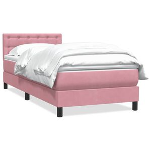 vidaXL Giroletto a Molle con Materasso Rosa 90x220 cm Velluto
