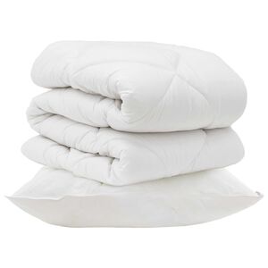 vidaXL Piumone con cuscino 2 pcs Bianco Microfibra