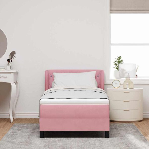 vidaXL Letto a molle con materasso Rosa 90 x 200 cm Velluto