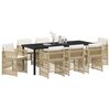 vidaXL Set da Pranzo per Giardino 9 pcs Beige