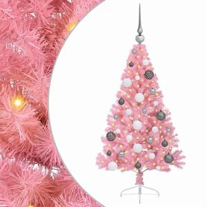 vidaXL Albero di Natale artificiale con luci integrate Rosa 120 cm PVC