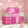 vidaXL Letto a Soppalco con Tunnel Bambini Rosa 90x200cm Massello Pino