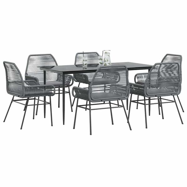 vidaXL Set da Pranzo da Giardino 7 pz con Cuscini Polyrattan Vetro