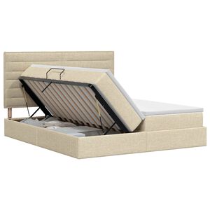 vidaXL Letto con Contenitore con testiera Crema 180 x 200 cm Tessuto