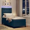 vidaXL Letto a molle con materasso con led Blu 90 x 190 cm Tessuto