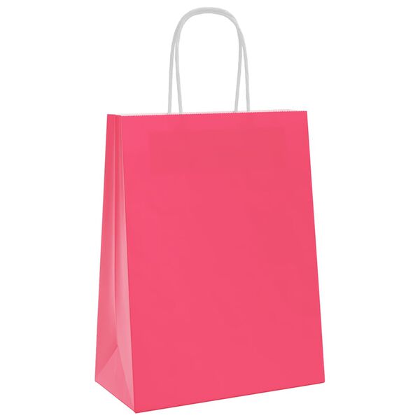 vidaXL Sacchetti di Carta 50 pz con Manici Rosa 21x11x28 cm
