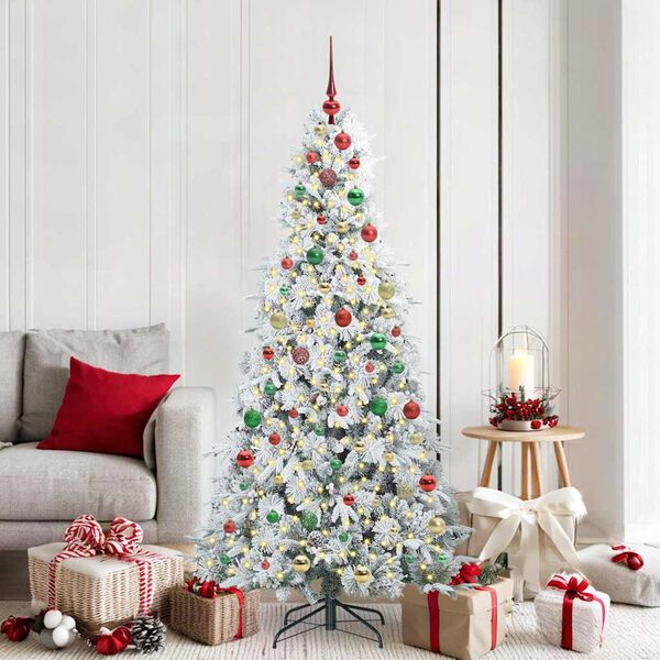 vidaXL Albero di Natale Artificiale con Rami Pieghevoli Bianco 180 cm