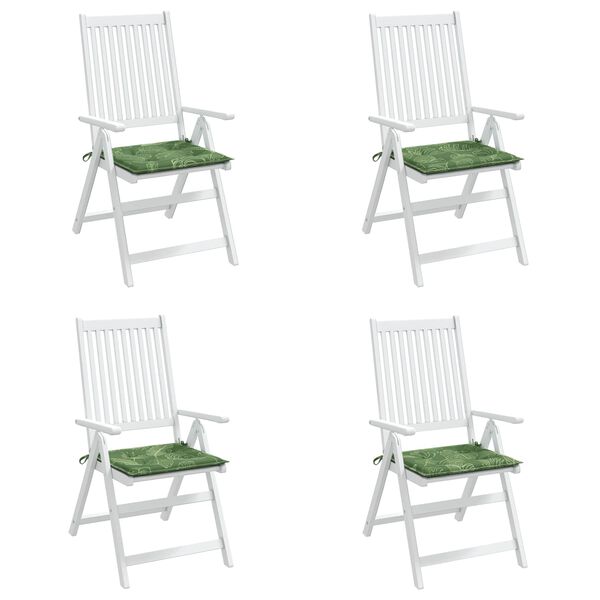 vidaXL Cuscini per sedie 4 pcs Verde e Bianco 50 x 50 x 4 cm