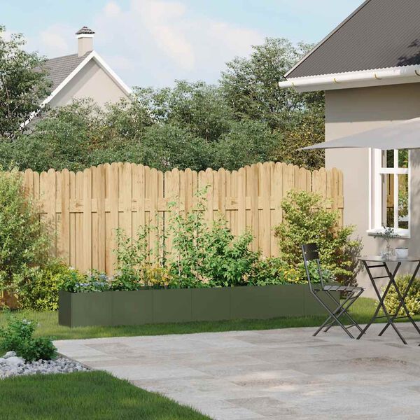 vidaXL Fioriera Verde Oliva 280x40x40 cm in Acciaio Laminato a Freddo