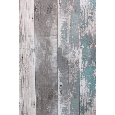 Noordwand Carta da Parati Topchic Wooden Planks Grigio Scuro e Blu