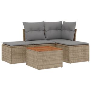 vidaXL Set Divano da Giardino 5 pz con Cuscini Beige in Polyrattan