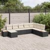 vidaXL Set Divano da Giardino 9 pcs Nero e Crema Polyrattan