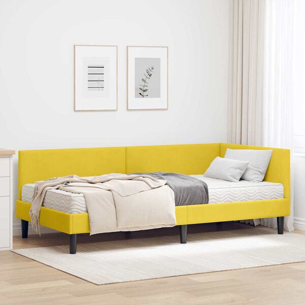 vidaXL Struttura Letto Angolare con Materasso 2 pcs Giallo Velluto
