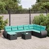 vidaXL Set Divani da Giardino con Cuscini 8 pz Nero in Polyrattan