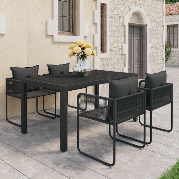 vidaXL Set da Pranzo da Giardino 5 pz in Rattan PVC Nero